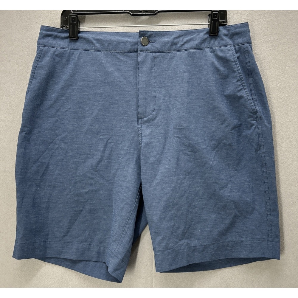 Faherty All Day Shorts Mens 34 Heathered Slate Blue Performance 9" Hybrid Chino
